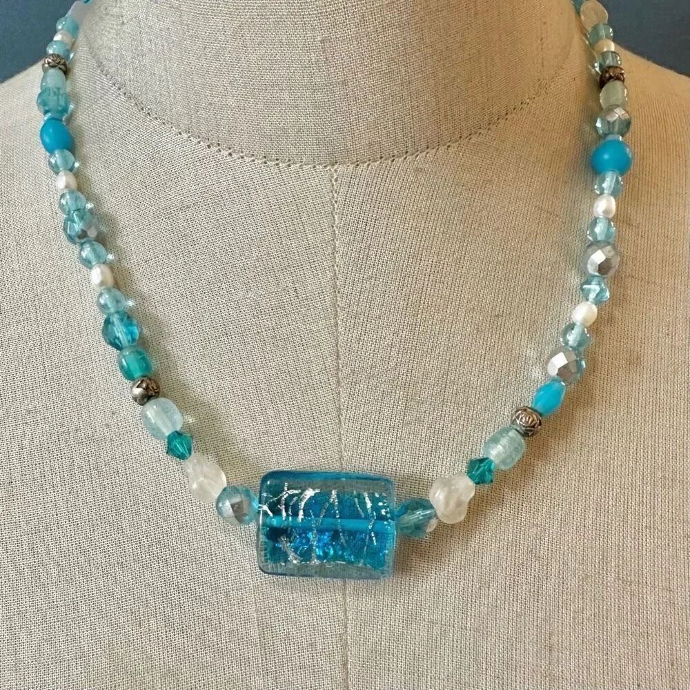 Blue  beaded necklace